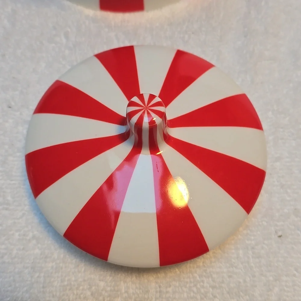 Jonathan Adler Red and White Striped Canister